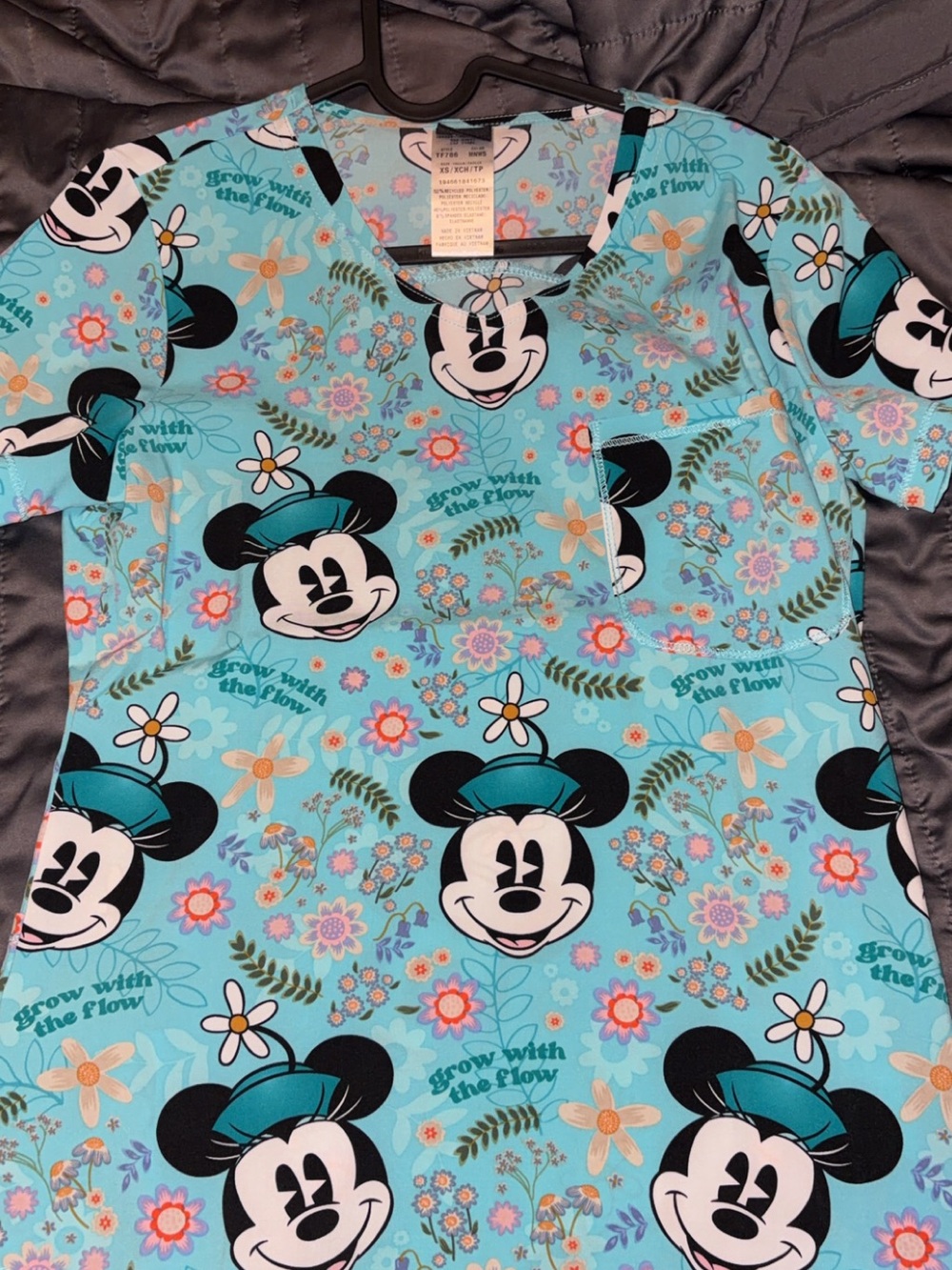 Disney Light Blue Floral Mickey Print Top
